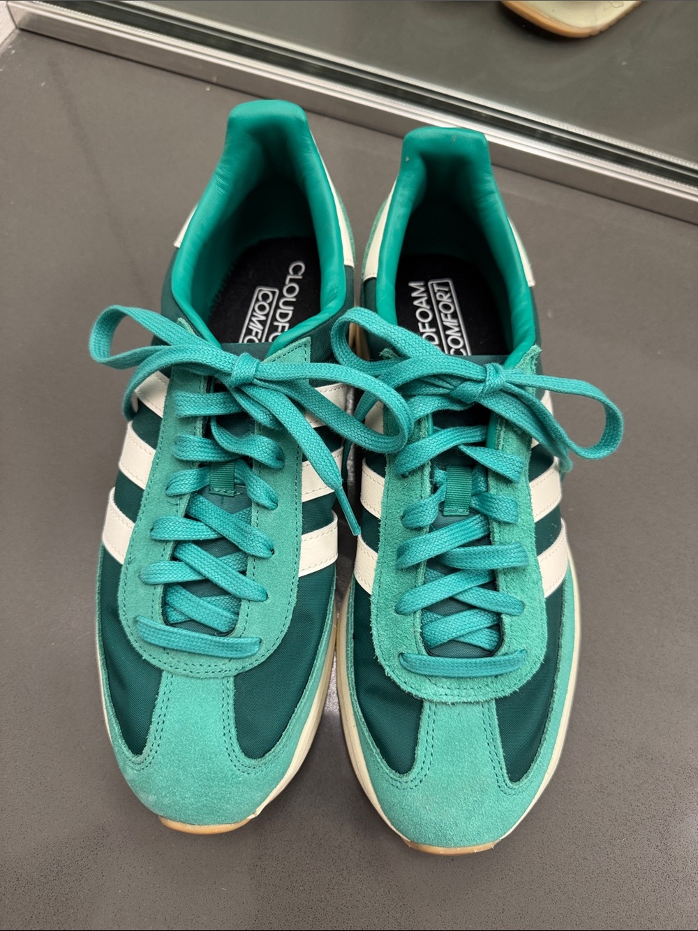 Adidas Green & White Unisex Athletic Sneakers